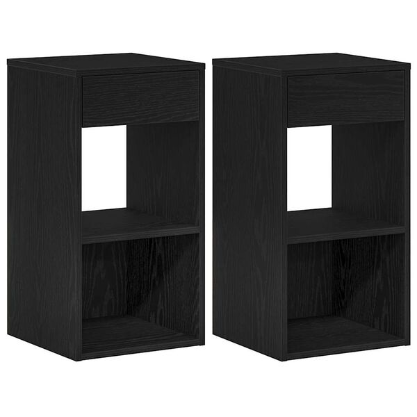 vidaXL Bedside Cabinets with Drawer 2 pcs Black Oak 35x34x66.5 cm