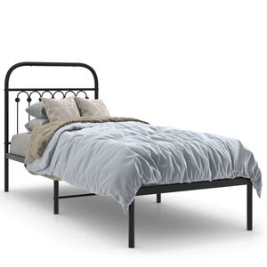 vidaXL Metal Bed Frame without Mattress with Headboard Black 75x190cm