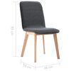 vidaXL Dining Chairs 4 pcs Grey Fabric and Solid Oak Wood
