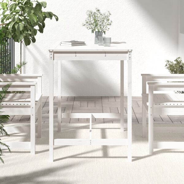 vidaXL Garden Table White 121x82.5x110 cm Solid Wood Pine