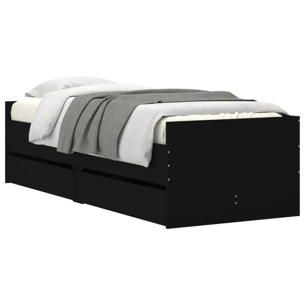 vidaXL Bed Frame with Drawers without Mattress Black 100x200 cm