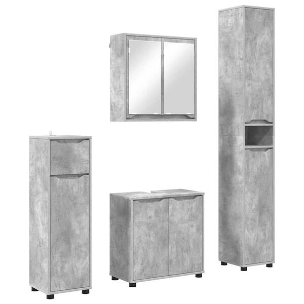 vidaXL Bathroom Furniture Set 4 pcs Concrete Grey Engineered Wood