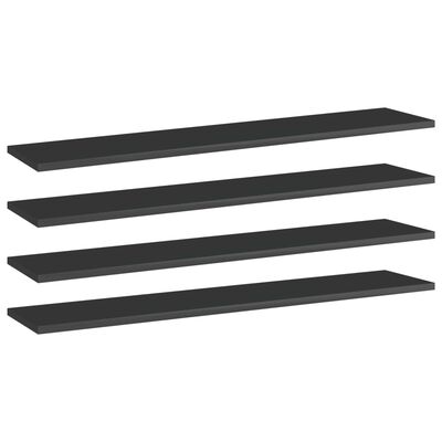 vidaXL Bookshelf Boards 4 pcs High Gloss Black 100x20x1.5 cm Engineered Wood