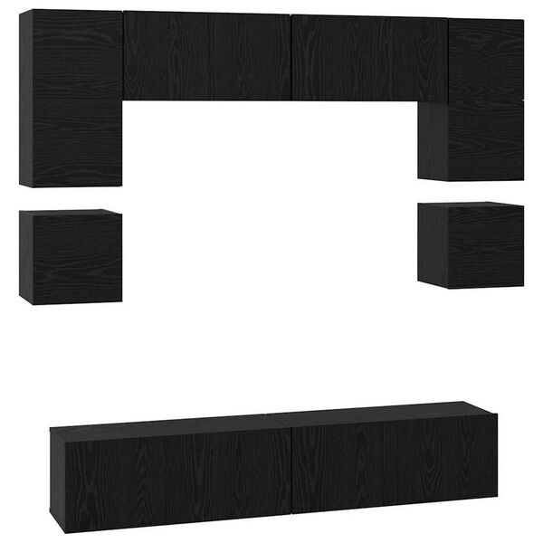 vidaXL TV Cabinet Set Wall-mounted 8 pcs Black Oak Engineered Wood