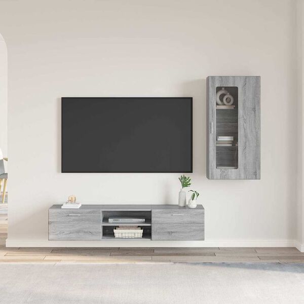 vidaXL TV Cabinet Set with Drawer FLORIN Grey Sonoma Engineered Wood