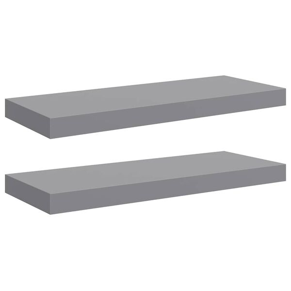 vidaXL Floating Wall Shelves 2 pcs Grey 60x23.5x3.8 cm MDF