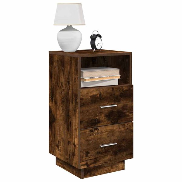 vidaXL Bedside Cabinet with 2 Drawers Smoked Oak 36x36x68 cm