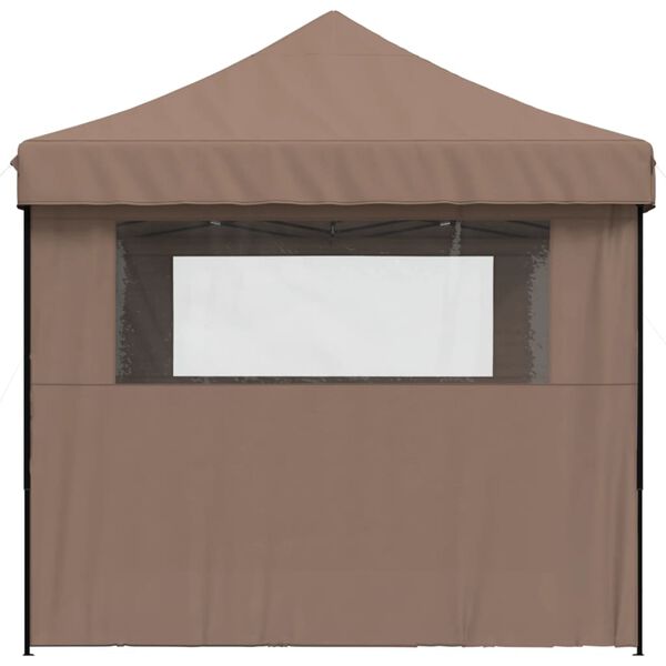 vidaXL Foldable Party Tent Pop-Up with 3 Sidewalls Brown