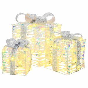 vidaXL Gift Box with 60 LEDs 3 pcs Warm white 20 x 20 x 20 cm PET