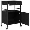 vidaXL Kitchen Trolley Black Oak 56 x 43 x 89.5 cm Engineered Wood
