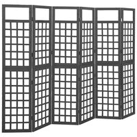 vidaXL 6-Panel Room Divider/Trellis Solid Fir Wood Black 242.5x180 cm