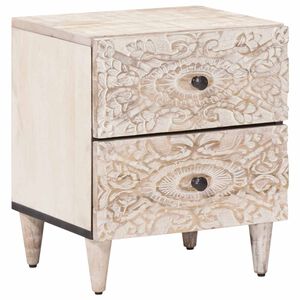 vidaXL Bedside Cabinet White 40 x 33.5 x 46 cm Solid Mango Wood