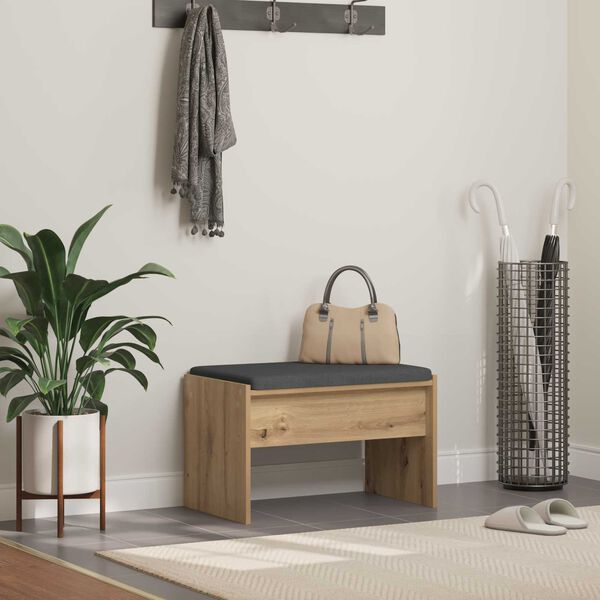vidaXL Hall Bench with Cushion Artisan Oak 63 x 38 x 40 cm