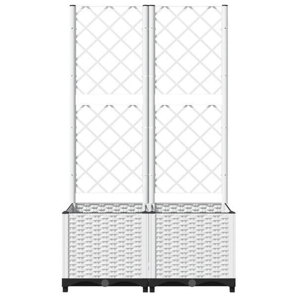 vidaXL Garden Planter with Trellis White 80x40x136 cm PP