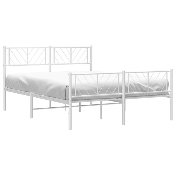 vidaXL Metal Bed Frame without Mattress with Footboard White 135x190cm
