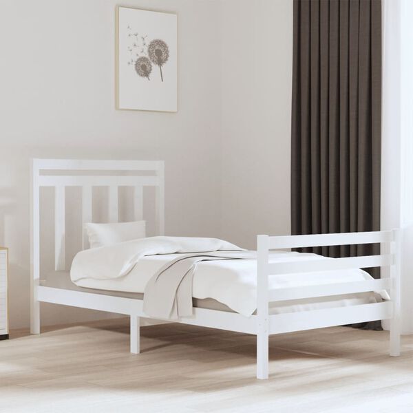 vidaXL Bed Frame without Mattress White 100x200 cm Solid Wood