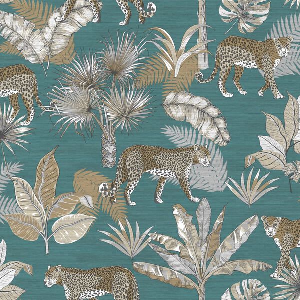 DUTCH WALLCOVERINGS Wallpaper Leopard Blue and Beige