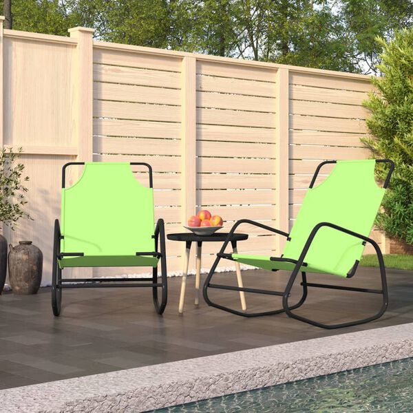 vidaXL Rocking Sun Loungers 2 pcs Green Steel and Textilene