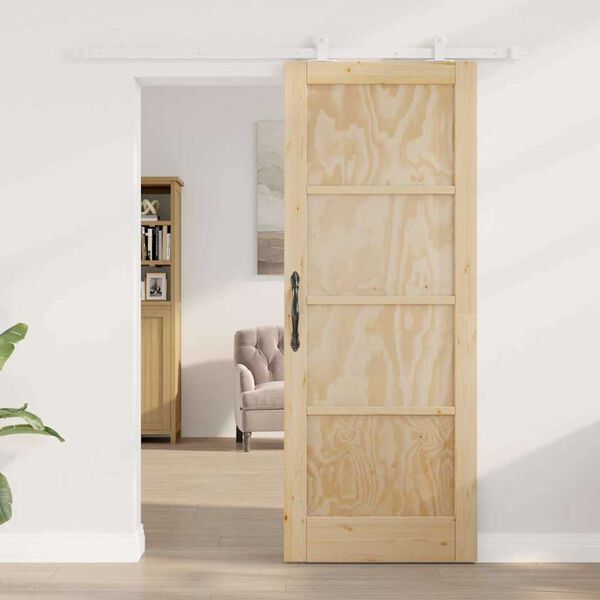 vidaXL Sliding Door Brown 78 x 202 cm Solid Pine Wood