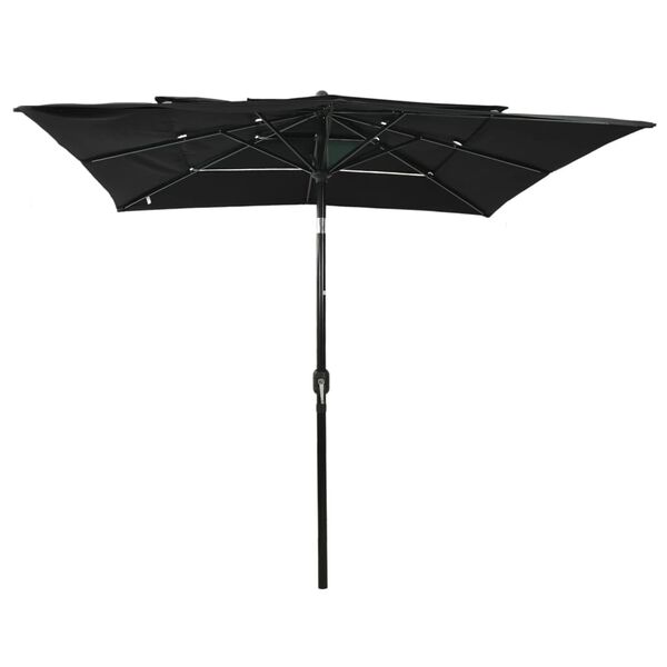 vidaXL 3-Tier Garden Parasol with Aluminium Pole Black 2.5x2.5 m