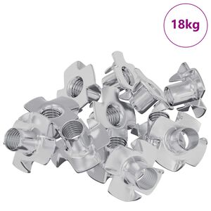 vidaXL Pronged T-nut 7200 pcs Silver M6 mm Steel