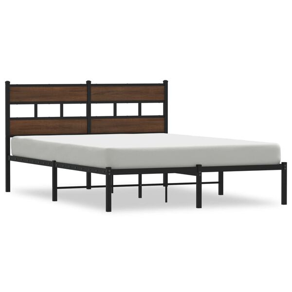 vidaXL Bed Frame without Mattress with Headboard Brown Oak 160x200 cm