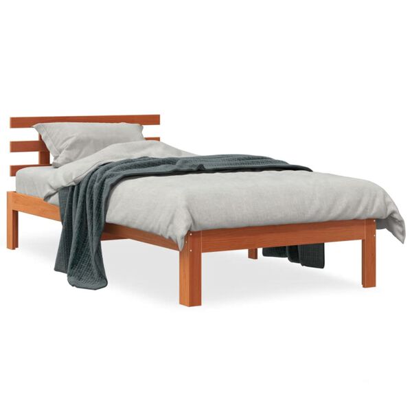 vidaXL Bed Frame without Mattress Wax Brown 90x190 cm Single Solid Wood Pine