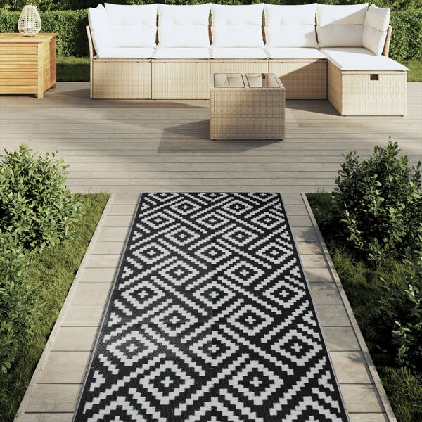 vidaXL Outdoor Carpet ARAKIL White and Black 80x250 cm PP