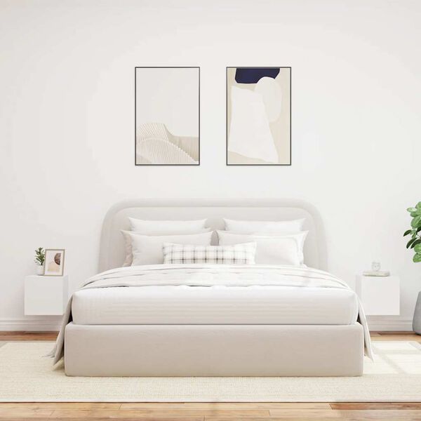 vidaXL TV Wall Cabinets with LED Lights 2 pcs White 30.5x35x30 cm