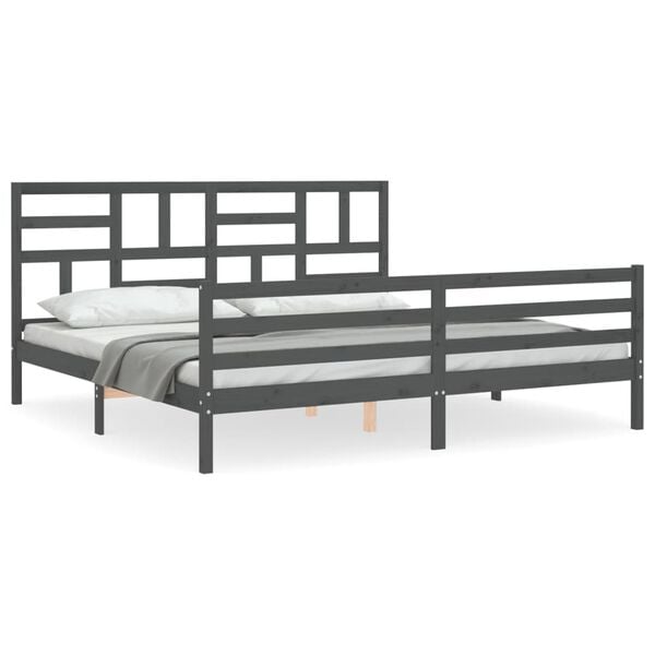 vidaXL Bed Frame without Mattress Grey 200x200 cm Solid Wood