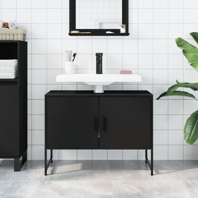 vidaXL Bathroom Sink Cabinet Black 80x33x60 cm Engineered Wood