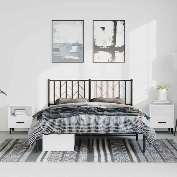 vidaXL Metal Bed Frame without Mattress with Headboard Black 193x203cm