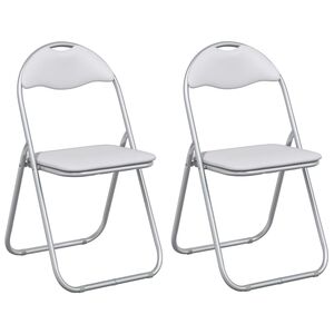 vidaXL Folding Chair 2 pcs White and Grey 48 x 43.5 x 81 cm