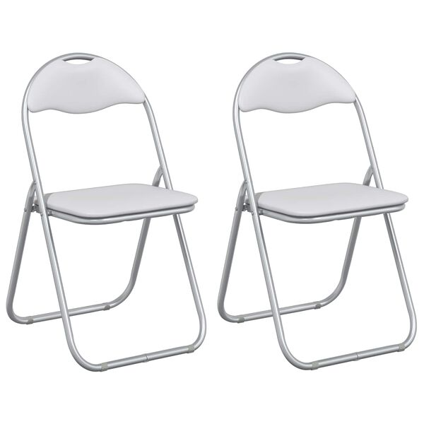 vidaXL Folding Chair 2 pcs White and Grey 48 x 43.5 x 81 cm