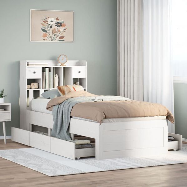 vidaXL Bookcase Bed without Mattress White 90x200 cm Solid Wood Pine