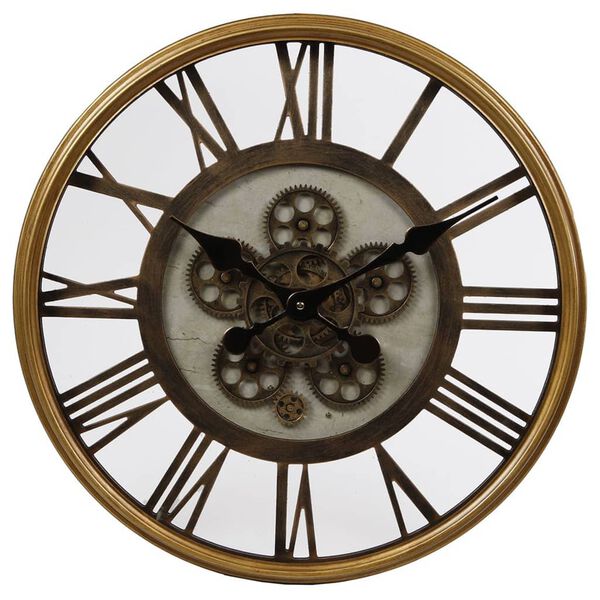 Gifts Amsterdam Wall Clock Radar Open Brass Gold 54.5cm