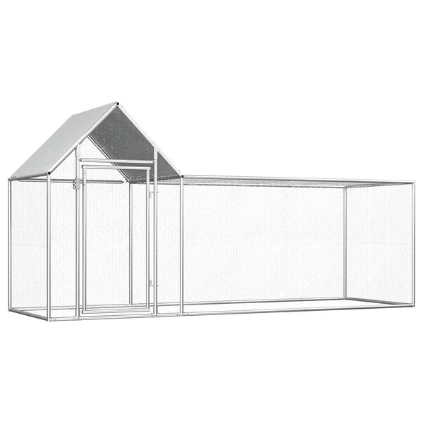 vidaXL Chicken Coop 3x1x1.5 m Galvanised Steel