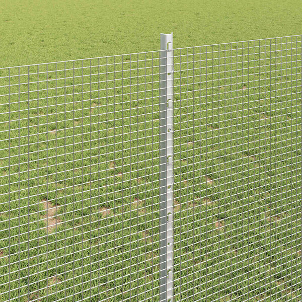 vidaXL Fence with Post Silver 1 x 25 m Steel