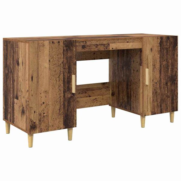 vidaXL Desk with Shelf Old Wood 140 x 50 x 75 cm Engineered Wood