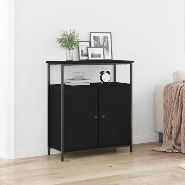 vidaXL Sideboard Black Oak 70 x 30 x 80 cm Engineered Wood