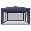 vidaXL Party Tent with 8 Mesh Sidewalls Blue 9x4 m HDPE