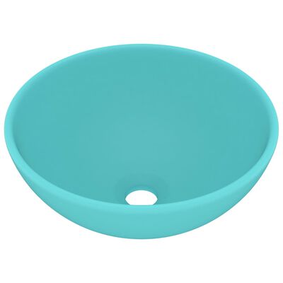 vidaXL Luxury Bathroom Basin Round Matt Light Green 32.5x14 cm Ceramic