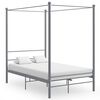 vidaXL Canopy Bed Frame without Mattress Grey Metal 140x200 cm