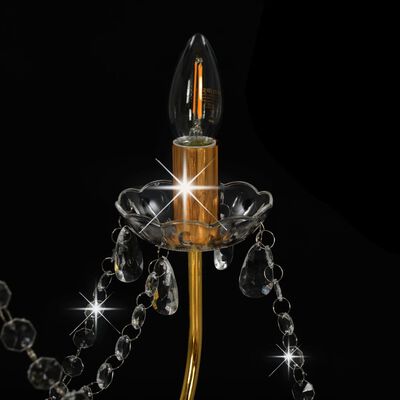 vidaXL Chandelier with Beads Golden 8 x E14 Bulbs