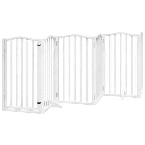 vidaXL Dog Gate with Door Foldable 12 Panels White 600 cm Poplar Wood