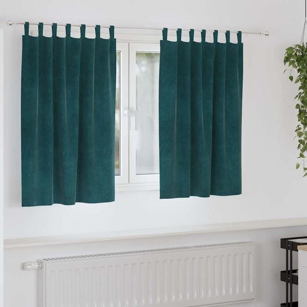 vidaXL Blackout Curtains 2 pcs Dark Green 140 x 140 cm Velvet