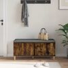 vidaXL Hall Bench with Cushion with Door Smoked Oak 100 x 38 x 46 cm
