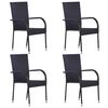 vidaXL 5 Piece Garden Dining Set Poly Rattan Black