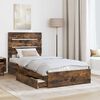 vidaXL Storage Bed with Drawer Smoked Oak 90 x 190 cm Engineered Wood