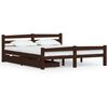 vidaXL Bed Frame without Mattress Dark Brown Solid Pinewood 160x200 cm (322086+321988)